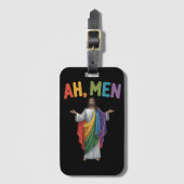 AhメンズおもしろいLGBTゲイプライドイエスレインボー国旗 ラゲッジタグ (正面縦)
