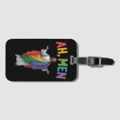 AhメンズおもしろいLGBTゲイプライドイエスレインボー国旗 ラゲッジタグ (正面横)