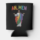 AhメンズおもしろいLGBTゲイプライドイエスレインボー国旗 缶クーラー (正面)