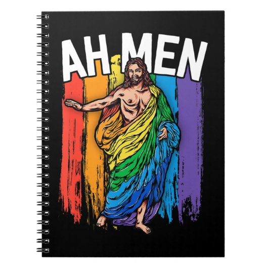 Ah男性ゲイイエズスおもしろいシャツLGBTQシャツギフトラ ノートブック (正面)