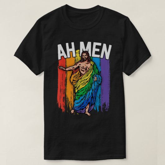 Ah男性ゲイイエズスおもしろいシャツLGBTQシャツギフトラ Tシャツ (デザイン正面)