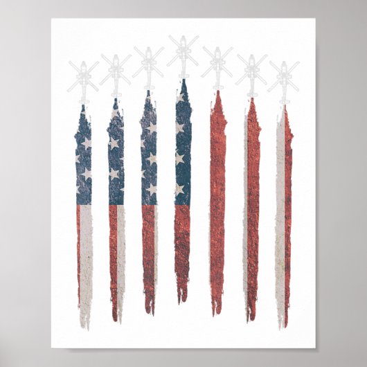 AH64 Apacheヘリコプターアメリカ国旗Apache艦隊 ポスター (正面)