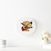 AH – 子犬のギタ遊ーウォール時計 ラウンド壁時計 (ホーム)