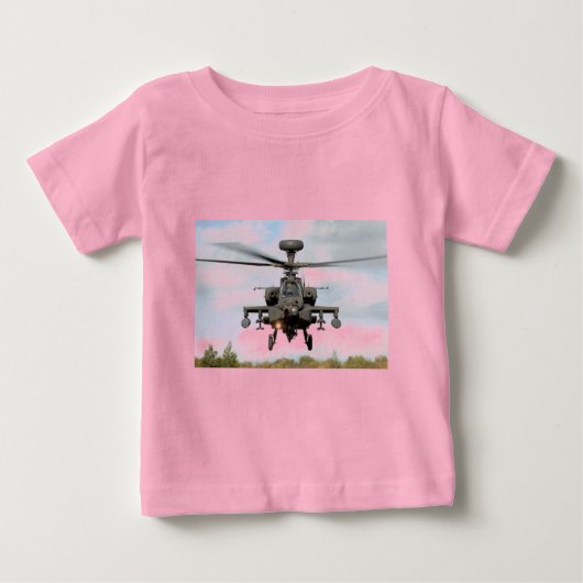 AH-64 アパッチ・ロングボウ ヘリコプター 軍事 ベビーTシャツ (正面)