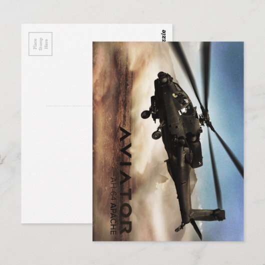 AH-64 Apacheヘリコプター ポストカード (正面/裏面)