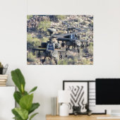 AH-64 Apacheヘリコプターx 2 ポスター (ホームオフィス)