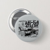 AH-64 Apacheラウンドボタン 缶バッジ (正面&裏面)