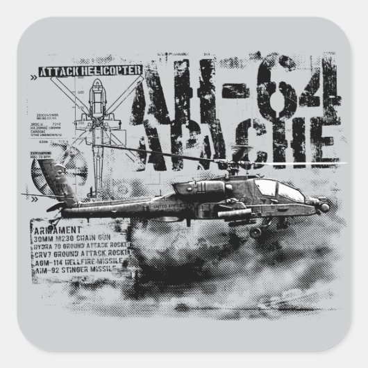 AH-64 Apache Squareスタンプ スクエアシール (正面)