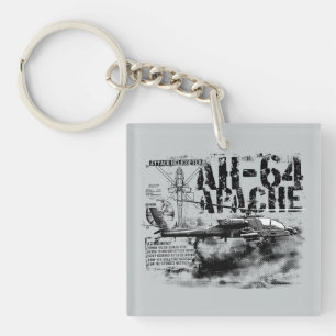 AH-64 Apache Square (両面)キーチェーン キーホルダー