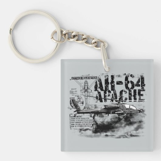 AH-64 Apache Square (両面)キーチェーン キーホルダー (正面)