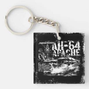 AH-64 Apache Square （両面）キーチェーン キーホルダー
