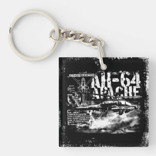 AH-64 Apache Square (両面)キーチェーン キーホルダー (正面)