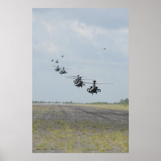 AH-64D Apacheヘリコプターの形成 ポスター (正面)