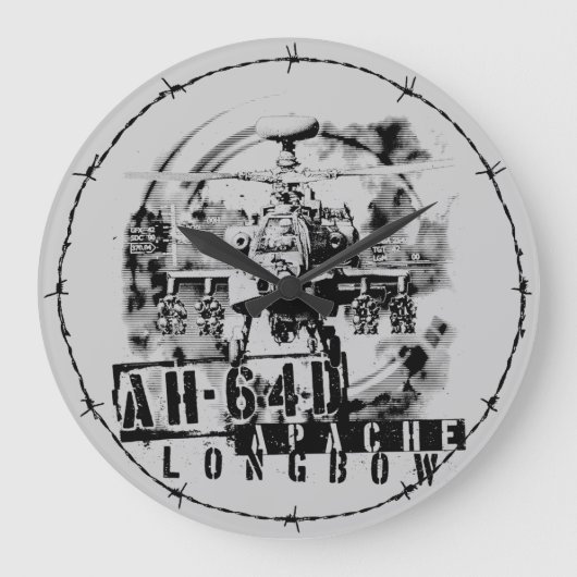AH-64D Apache Longbow ラージ壁時計 (正面)