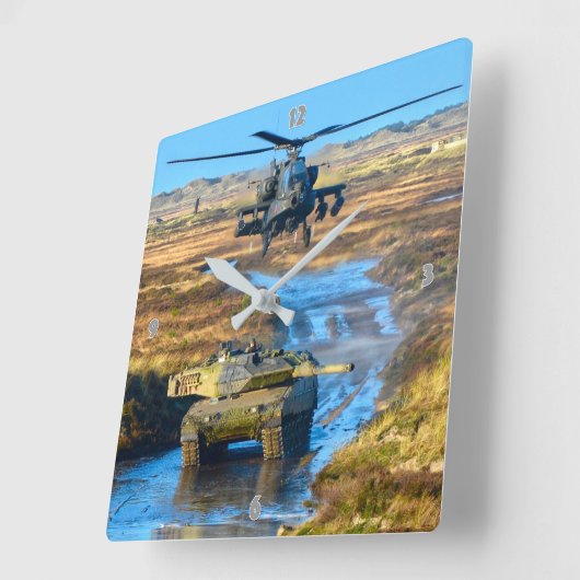 AH-64E APACHE GUARDIAN スクエア壁時計 (傾斜)