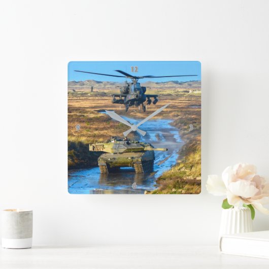 AH-64E APACHE GUARDIAN スクエア壁時計 (ホーム)