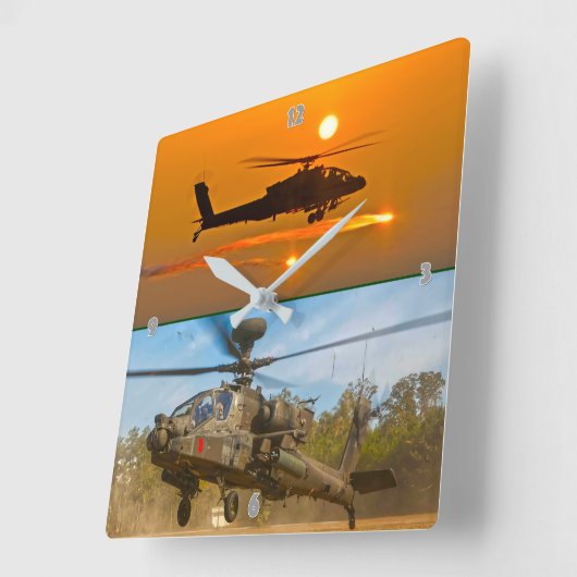 AH-64E APACHE GUARDIAN スクエア壁時計 (傾斜)