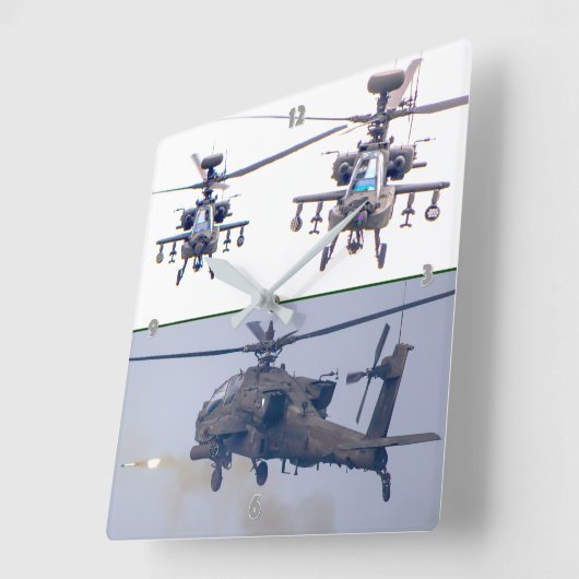 AH-64E APACHE GUARDIAN スクエア壁時計 (傾斜)