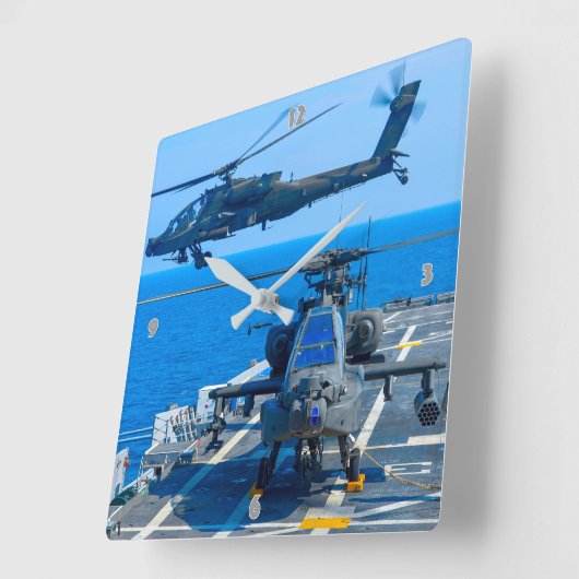 AH-64E APACHE GUARDIAN スクエア壁時計 (傾斜)