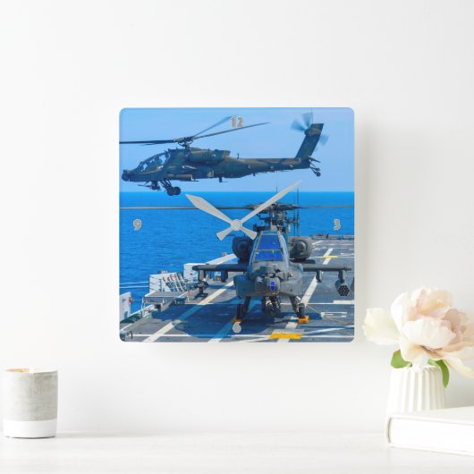 AH-64E APACHE GUARDIAN スクエア壁時計 (ホーム)