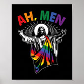 Ah Men おもしろい LGBTゲイプライドイエスレインボー国旗Chr ポスター (正面)