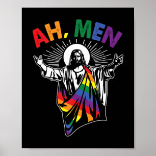 Ah Men おもしろい LGBTゲイプライドイエスレインボー国旗Chr ポスター