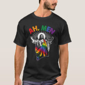 Ah Men おもしろい LGBTゲイプライドイエスレインボー国旗Chr Tシャツ (正面)