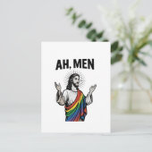 Ah Men おもしろい LGBTゲイプライドイエスレインボー シーズンポストカード (スタンド正面)