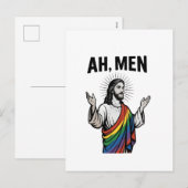Ah Men おもしろい LGBTゲイプライドイエスレインボー シーズンポストカード (正面/裏面)
