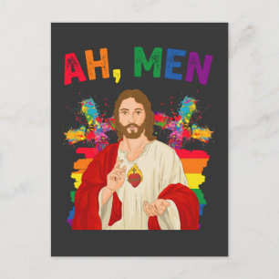 Ah Men おもしろい LGBTゲイプライド・イエス・クリスチャン インビテーションポストカード
