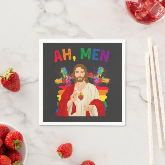 Ah Men おもしろい LGBTゲイプライド・イエス・クリスチャン スタンダードカクテルナプキン (インサイチュ)