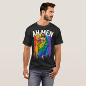 Ah Men Gay Jesus  Funny LGBTQ s Gifts Rainbow  Tシャツ (正面フル)