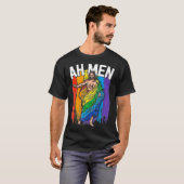 Ah Men God Jesus Christian LGBTQ Lesbian Gay Pride Tシャツ (正面フル)