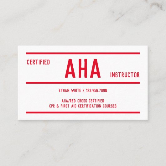 AHAインストラクタースキャナブル 名刺 (正面)