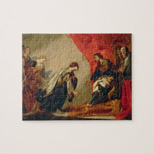 Ahasuerus、c.1645-50 (カリフォルニアの前のエスターの油 ジグソーパズル