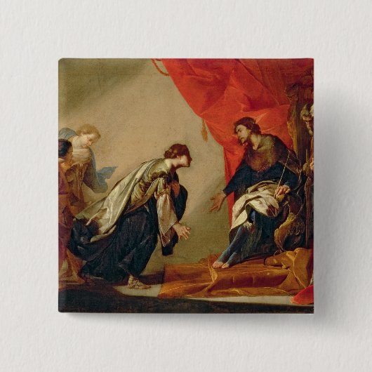 Ahasuerus、c.1645-50 (カリフォルニアの前のエスターの油 缶バッジ (正面)