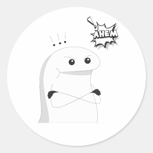 ahem, angry funny face sticker ラウンドシール (正面)