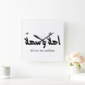 Ahlan wa sahlanアラビア書道へようこそ スクエア壁時計 (ホーム)