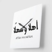 Ahlan wa sahlanアラビア書道へようこそ スクエア壁時計 (傾斜)