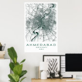 Ahmedabad Map Poster | Gujarat | India ポスター (ホームオフィス)