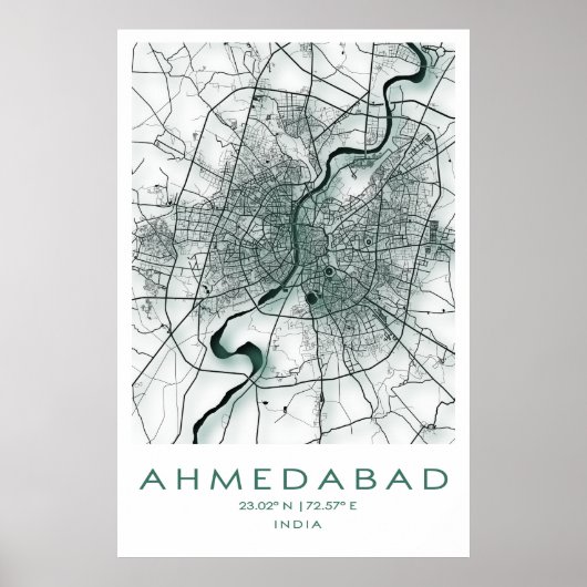 Ahmedabad Map Poster | Gujarat | India ポスター (正面)