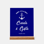 Ahoyその少年の青い赤ちゃんシャワーカード&ギフトサイン アクリルサイン (正面)