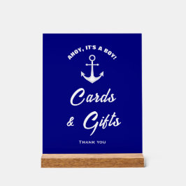 Ahoyその少年の青い赤ちゃんシャワーカード&ギフトサイン アクリルサイン