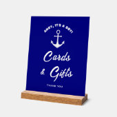 Ahoyその少年の青い赤ちゃんシャワーカード&ギフトサイン アクリルサイン (傾斜)