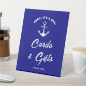 Ahoyその少年の青い赤ちゃんシャワーカード&ギフトサイン 台座サイン (インサイチュ)