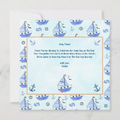 Ahoyそれは男の子の帆船の赤航海のちゃんシャワーTha サンキューカード (裏面)