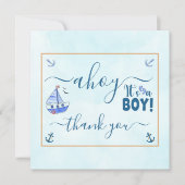 Ahoyそれは男の子の帆船の赤航海のちゃんシャワーTha サンキューカード (正面)
