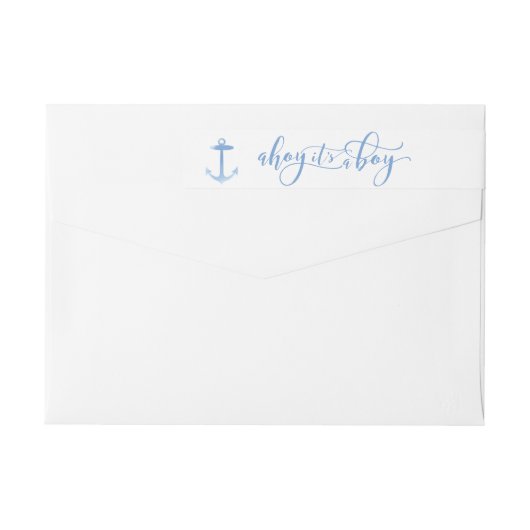 Ahoyそれは男の子の装飾的で航海のな青です ラップアラウンドラベル (裏面)