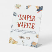 Ahoyそれは男の子の赤ちゃんシャワーおむつラッフルだ 台座サイン (正面)