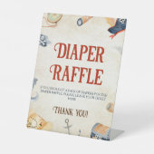 Ahoyそれは男の子の赤ちゃんシャワーおむつラッフルだ 台座サイン (正面)